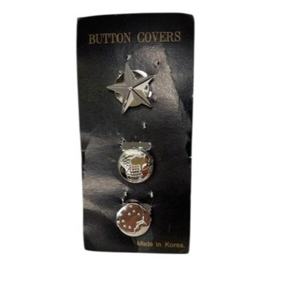 Button Covers Silver Tone Set of Three - Picture 4 of 4